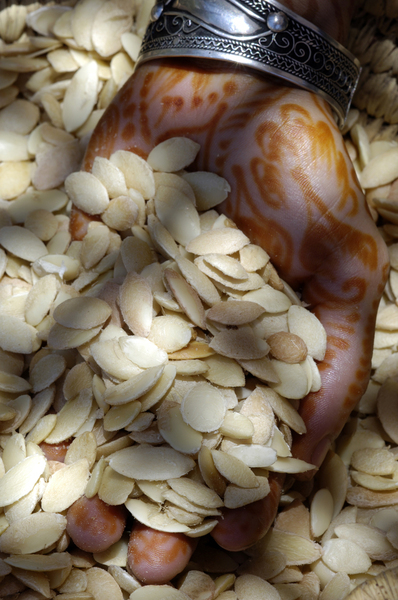 Les amandons d'argan une fois débarrassés de leurs coques, Coopérative Ajddigue, commune de Tidzi, Maroc