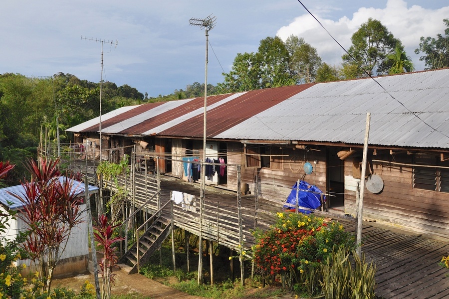 Maison longue Menyang Tais - Bornéo, Malaisie