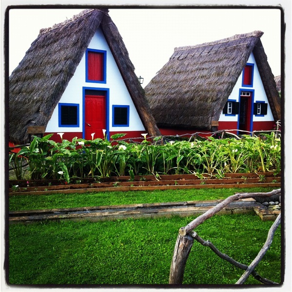 Maisons typiques de Madère avec leur toit de chaume, ici à Santana