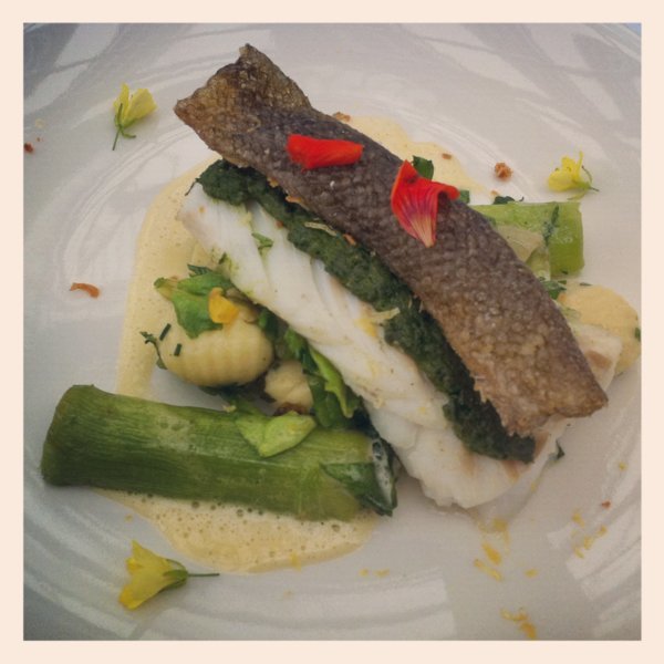 Poisson, gnocchis, épinards, Restaurant "De Kas", Amsterdam - Pays-Bas