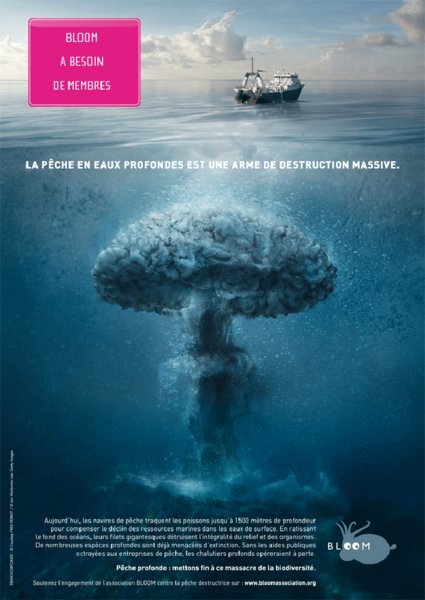 Stop au chalutage profond, affiche de sensibiliation de l'association Bloom