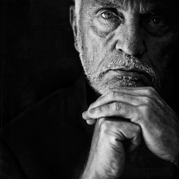 TERENCE STAMP: The actor at my home in Ojai, California, during a casual photoshoot in my living room. Ojai, CA.