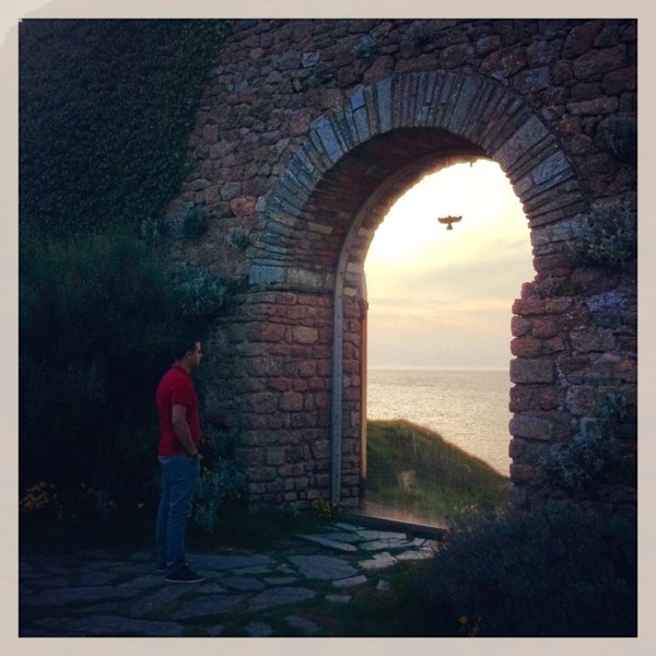 Vue sur l'Atlantique depuis la cour du Fort du Cap Lévi - Basse-Normandie, France
