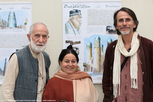 Trio d'artistes - Vernissage de l'exposition "Iran & Asie Centrale" à l'espace des Calandres d'Éragny-sur-Oise le samedi 3 juin 2017 en présence des photographes Roland & Sabrina Michaud et du carnettiste Philippe Bichon dans le cadre du No Mad Festival 2017